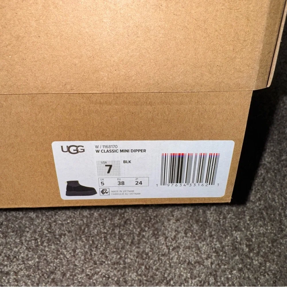 New Women’s UGG Classic Mini Dipper Cozy Ankle Boots Black Platform